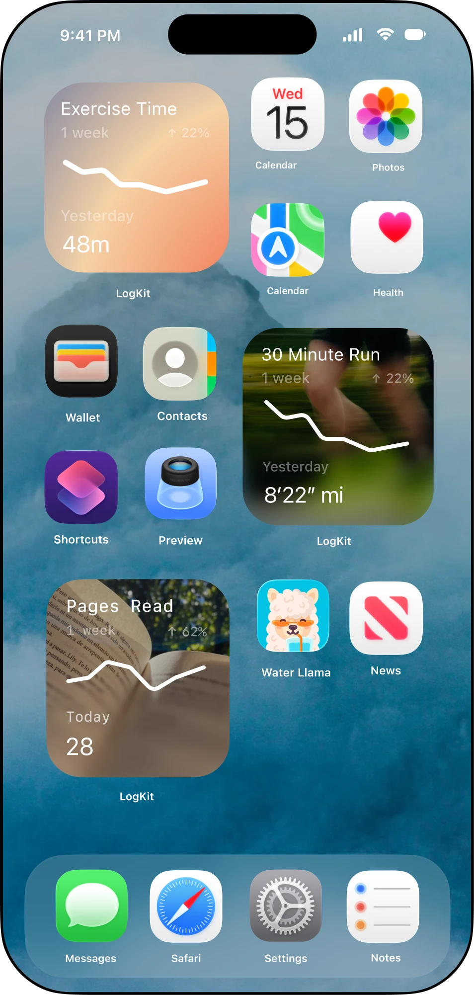 LogKit home screen example