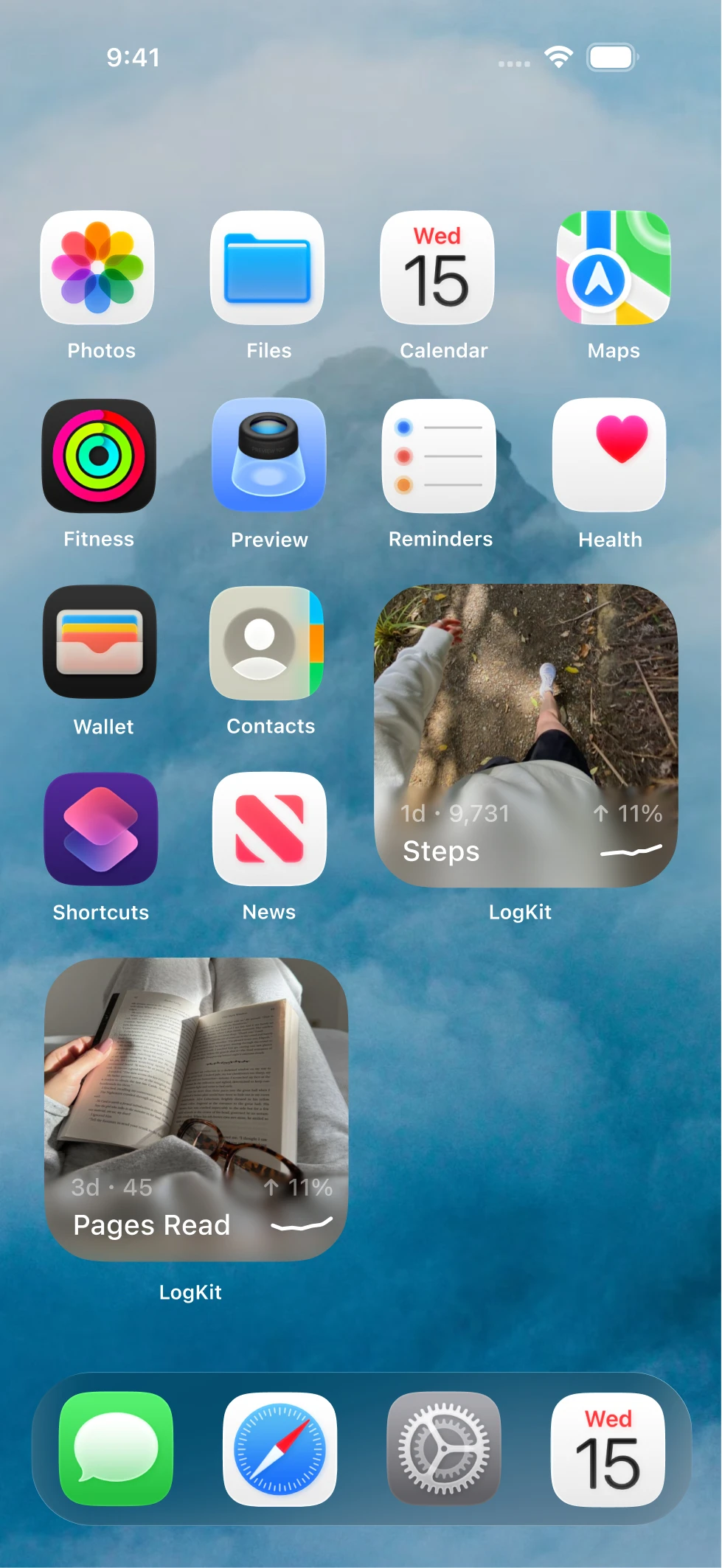 LogKit home screen example
